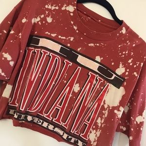 IU INDIANA UNIVERSITY HOOSIER ACID WASH CROP TOP